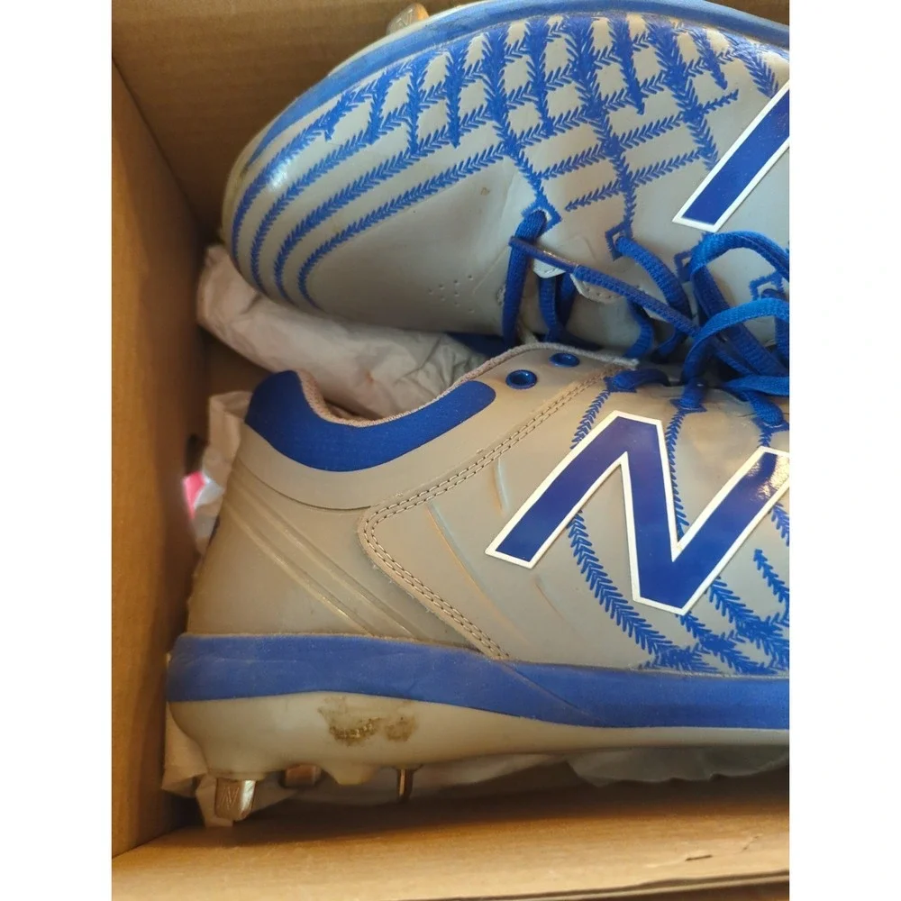 New Balance Baseball Cleats Men's Gray &‎ Blue Pre-Owned Size 12.5